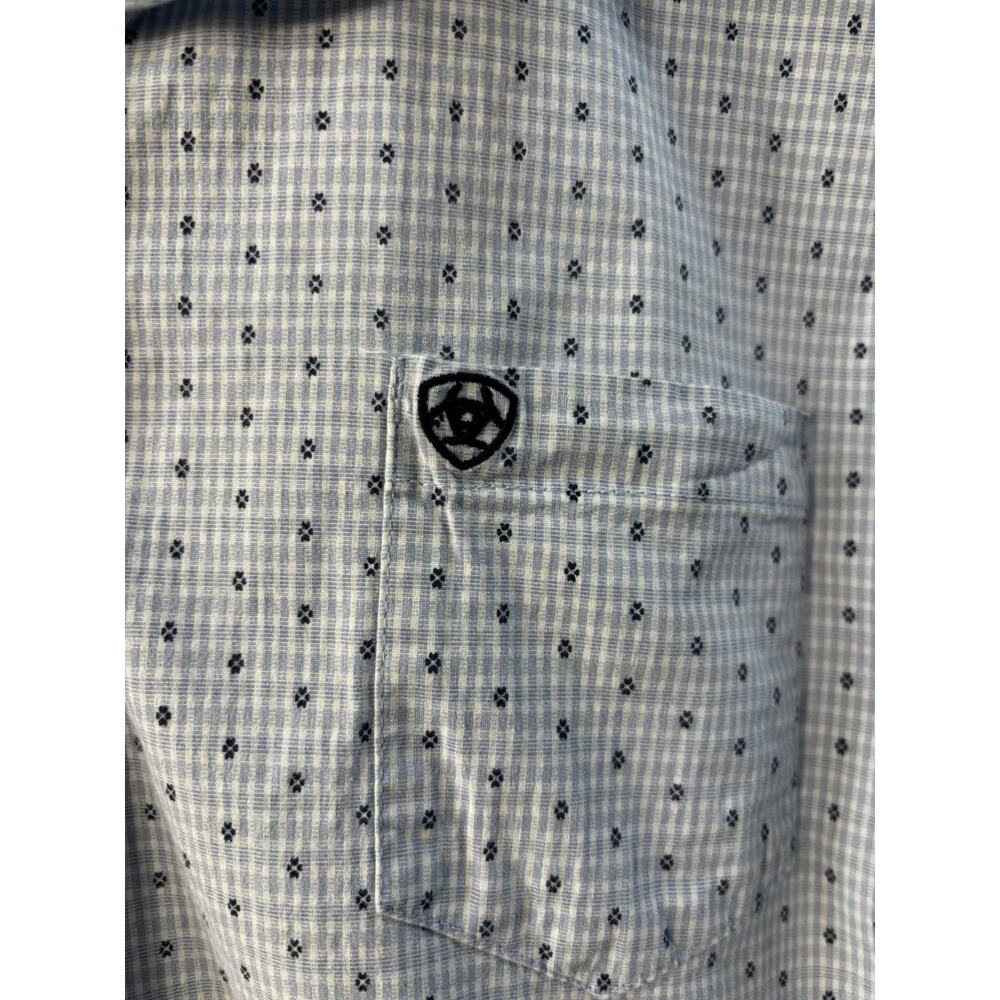 Ariat‎ REAL Men’s XXL Fitted Western Button Shirt Blue Gingham Cowboy Core - Picture 2 of 9